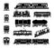 Passenger and public rail city transport black icon vector set