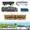 Passenger public and travel transport vector icons