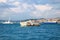 A passenger ship in the Bosphorus and season winter in Istanbul.