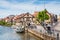 Passenger ship at river Regnitz in Bamberg