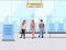 Passenger Sitting in Waiting Hall, Travel Vector