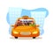 Passenger sleeping in taxi flat illustration isolated on white background