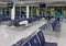 Passenger sleeps on seats in an empty night airport