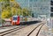 Passenger train approach to railway station. Caucasus.