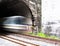 Passenger train blur in tunnel