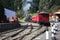 Passenger train leaving the station. Wellington New Zealand