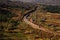 A passenger train running through the immense froest(II)