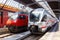 Passenger trains of SBB Schweizerische Bundesbahnen and DB Deutsche Bahn at main railway station in Zurich, Switzerland