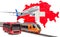 Passenger transportation in Switzerland by buses, trains and airplanes, concept. 3D rendering