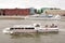 Passenger vessels with tourists on board float on the Moscow-r