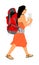 Passenger woman with luggage walking to airport vector illustration. Traveler girl with backpack go home. Lady carry baggage.