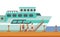 Passengers Boarding Touristic Liner Ship, Part Of People Taking Different Transport Types Series Of Cartoon Scenes With