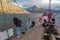 Passengers on the bow of the TSS Earnslaw, Lake Wakatipu, New Zealand