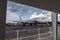 passengers descending of airbus plane at Cosumel international airport terminal