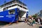 Passengers embarking on a ferry boat at Piraeus port