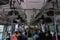 Passengers inside Rail compartment, Howrah Station - India