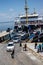 Passengers leave the Dardanelles ferry