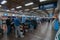 Passengers lining up to check-in at Jorge Newbery Airport, Buenos Aires, Argentina d