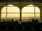 Passengers at Muscat airport in silhouette, Oman