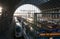 Passengers at the platforms of the main train station, Hauptbahnhof, of Frankfurt in Germany