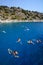 Passengers of a pleasure yacht bathe in the waters Mediterranean