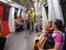 Passengers in subway train metro Caracas Venezuela
