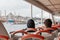 Passengers travelling by ferry towards Eminonu Pier in Istanbul