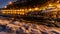 Passetto beach with typical fisherman caves in Ancona, at sunset