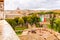 Passetto di Borgo - elevated passage to Vatican City. View from Castel Sant`Angelo fortified walls. Rome, Italy