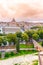 Passetto di Borgo - elevated passage to Vatican City. View from Castel Sant`Angelo fortified walls. Rome, Italy