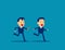 Passing baton to colleague in relay race. Business office teamwork concept, Cute flat cartoon character style design