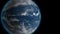 Passing by beautiful rotating planet Earth and slowly moving away with stars in space. Full HD footage . Elements of