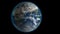 Passing by beautiful rotating planet Earth and slowly moving away with stars in space. Full HD footage . Elements of