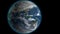 Passing by beautiful rotating planet Earth and slowly moving away with stars in space. Full HD footage . Elements of