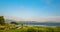 Passing cloud with blue sky over reservoir in Thailand