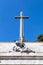 The passion of Christ statue and the big cross on the top of the Valley of the Fallen Valle de Los Caidos, Madrid, Spain