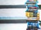 Passion for cinema, a stack of movie collection in blue ray disc format in Hollywood