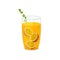 Passion fruit cocktail on white background. Vector illustration.