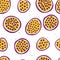 Passion fruits hand drawn vector seamless pattern. Vector fruit background