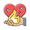 passion heart succes challenge color icon vector illustration