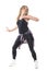 Passionate blonde woman jazz dance dancing and moving with closed eyes