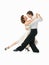 Passionate dancing couple on white background