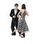 Passionate dancing couple on white background