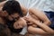 Passionate girl enjoys in tenderness every touch