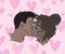 passionate kiss of husband and wife with swarthy skin. Hispanic young couple in love kissing on valentine\\\'s day on