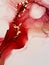 Passionate red abstract fluid art painting. Alcohol inks with gold.