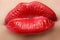 Passionate red lips, macro photography