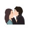 Passionate young kissing couple. Vector illustration of happy lovers.