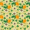 Passionflower passiflora, passion fruit on a yellow background.Floral seamless pattern with big bright exotic flowers,