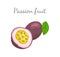 Passionfruit with Leaf, Exotic Juicy Fruit Vector